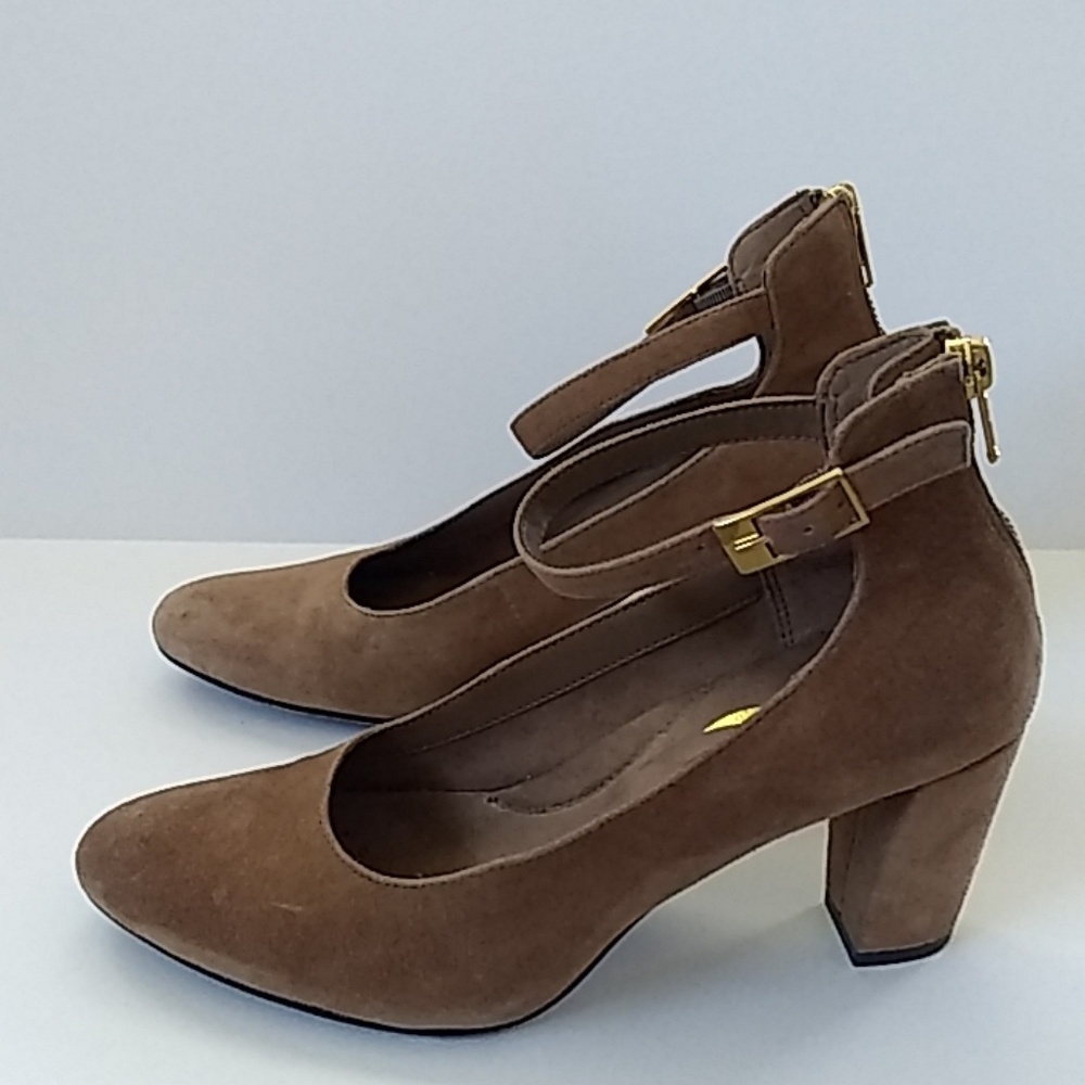 Faux Suede Chunky Heels